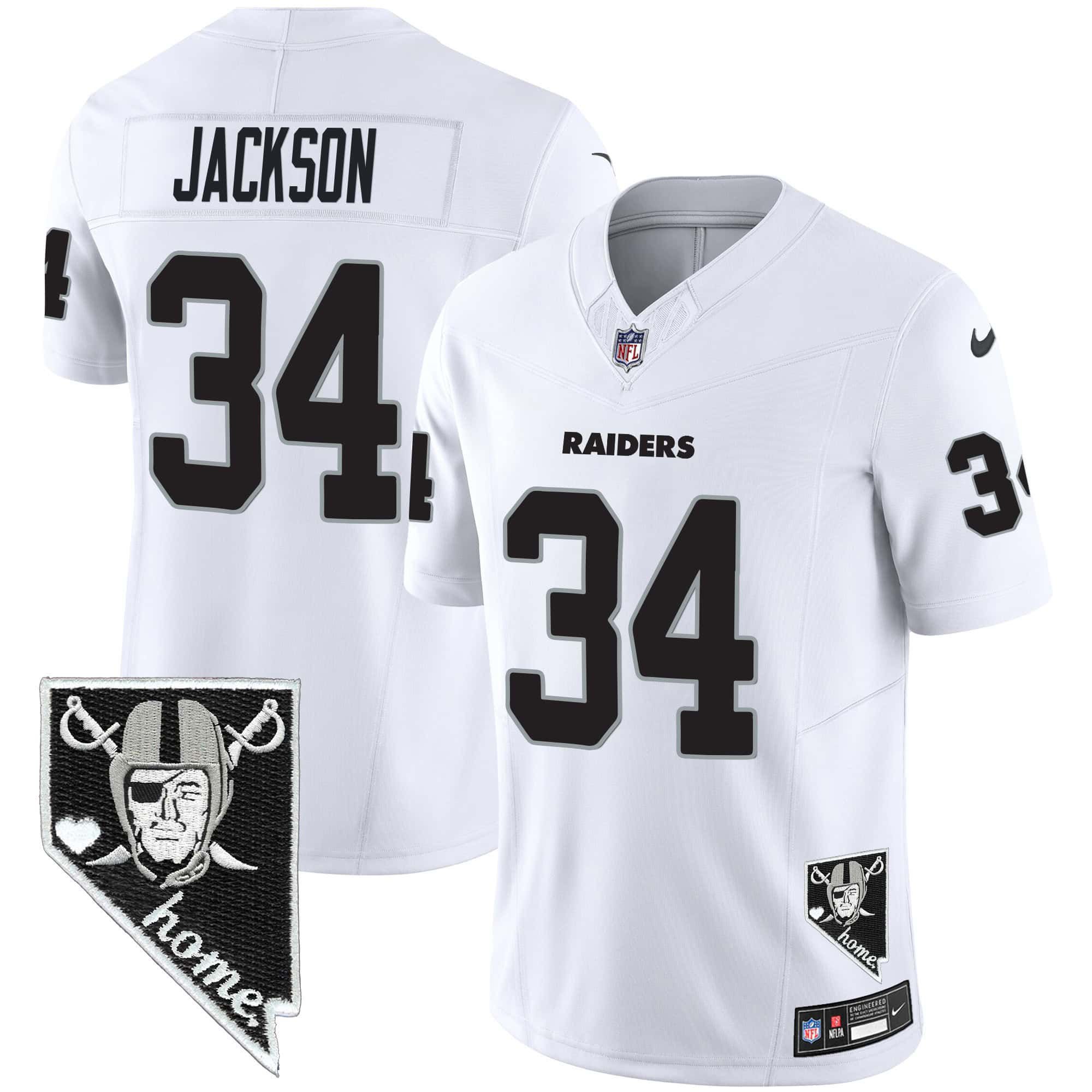 Men Oakland Raiders #34 Jackson White 2024 Nike Nevada Home Patch Vapor NFL Jersey